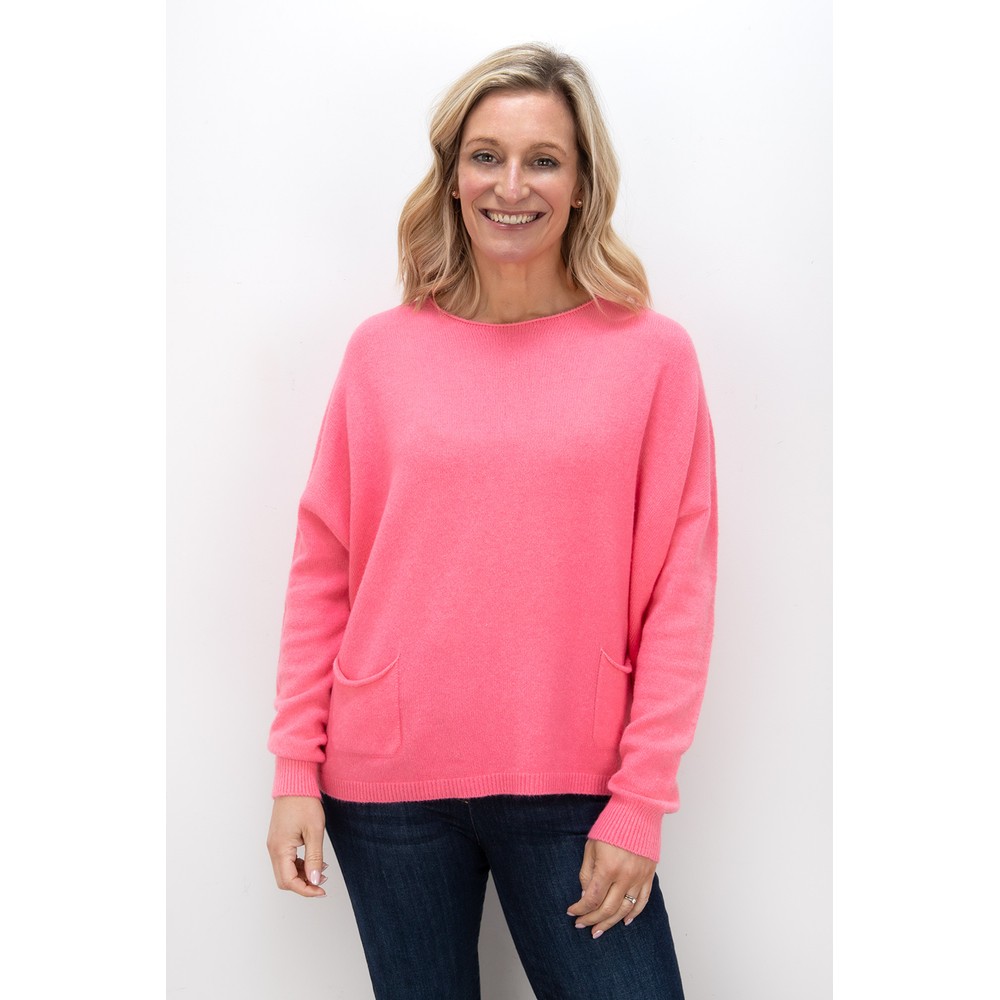 Amazing Woman Jodie Summer Pink Front Pocket Supersoft Knit Jumper Summer Pink