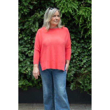 Amazing Woman Marley Coral Round Neck Oversized Supersoft Knit Jumper - Orange