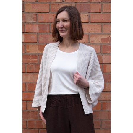 Amazing Woman Pheobie Ivory Rib Throw Over Cardigan - Off-White