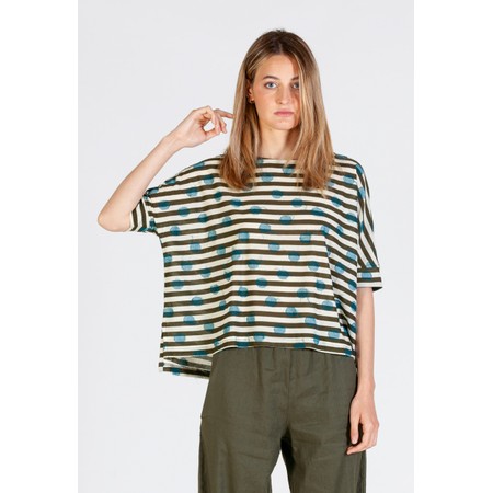 Mama B Tela F Alga Spot and Stripe Boxy Top - Green