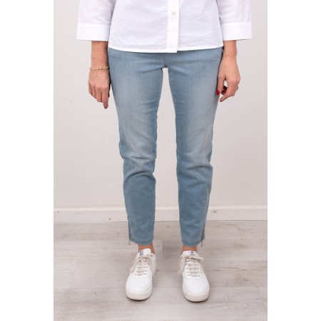 Robell Nena 09 Washed Denim Ankle Zip Cropped Jeans - Blue