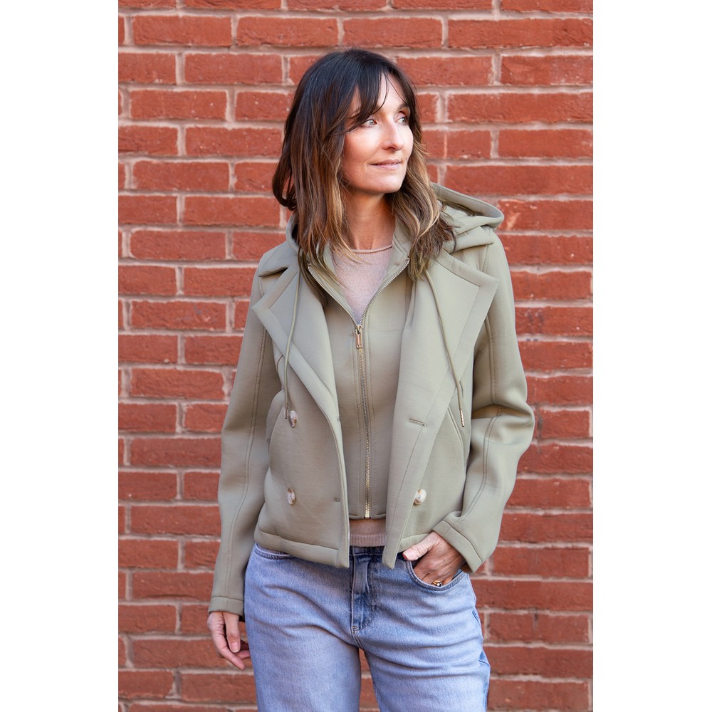 RINO AND PELLE Jennifer Double Breasted Dual Layer Jacket Dusty Khaki