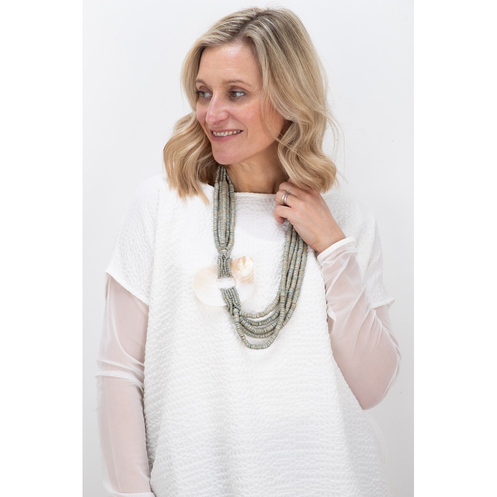 Naya Naya Beaded Oblong Trim Necklace Silver