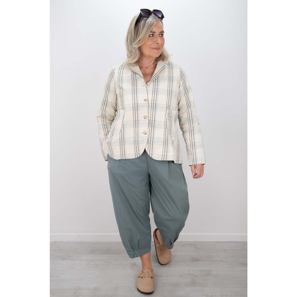 Mama B Bianco P Lago Cotton Poplin Bubble Trouser Lago