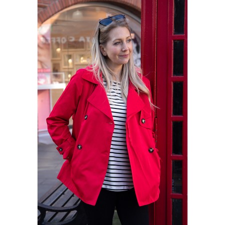 Foil Wats On Short Trench Coat - Red
