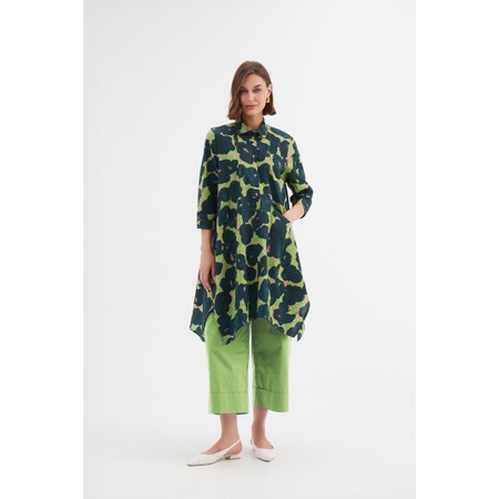 Tirelli Handkerchief Hem Shirt In Forest Blooms - Green