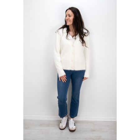 Foil Top Bird Pearl Cardi - Off-White