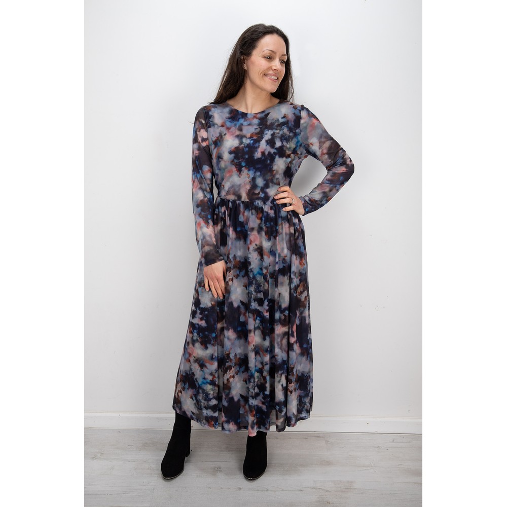 Foil Meshed Up Maxi Dress Smudge