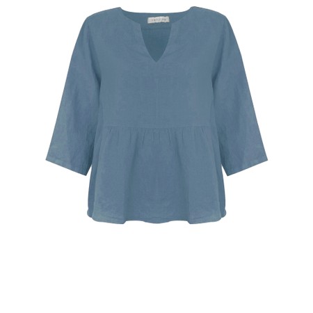 Amazing Woman Elodie Denim Linen Peplum Top - Blue