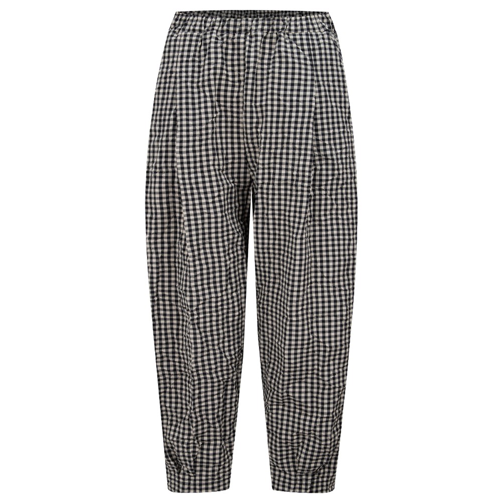 Mama B Bianco G Nero Crinkle Gingham Check Trouser Nero