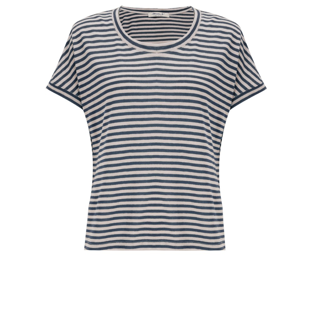 Mama B Decisa LR Blu Stripe Linen Top Blu