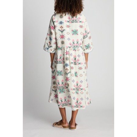 Sahara Cross Stitch Print Linen Dress - Multicoloured