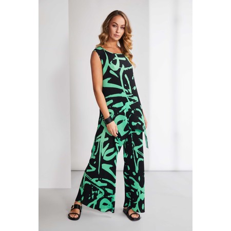 Naya Naya Crinkle Pleated Print Trouser - Black