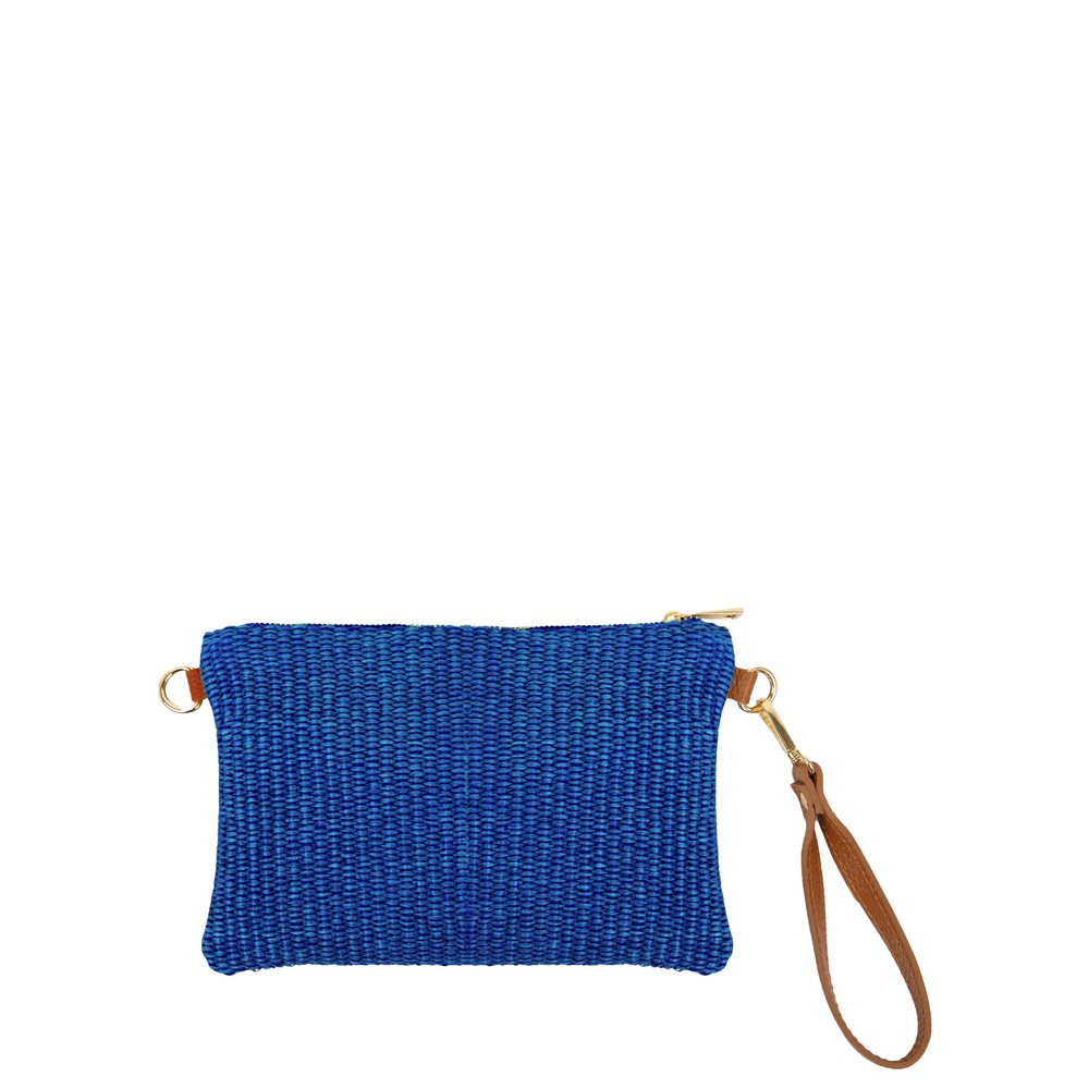 Gemini Label Bags Positano Raffia Clutch Royal Blue