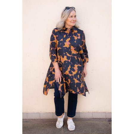 Tirelli Oversized Handkerchief Hem Shirt In Desert Blooms - Orange