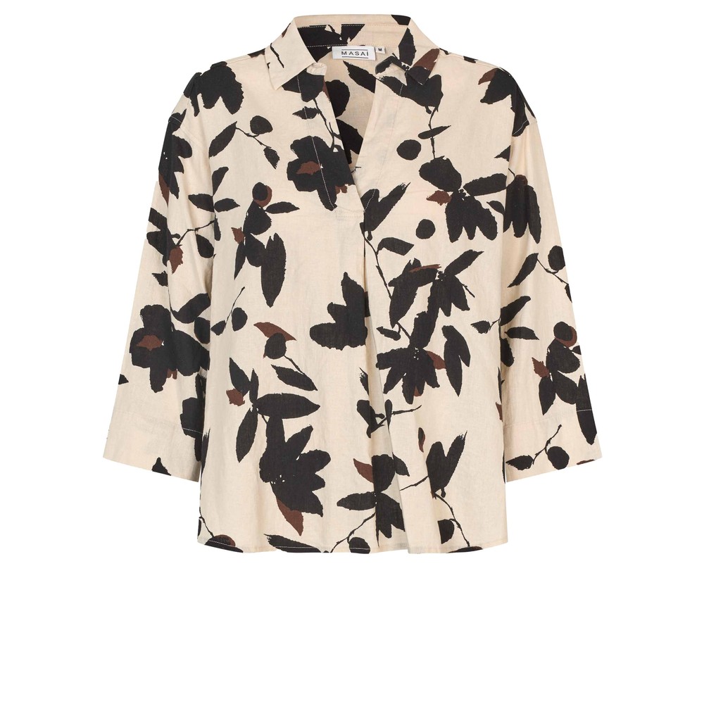 Masai Clothing MaDarale Chestnut Floral Print Top Chestnut