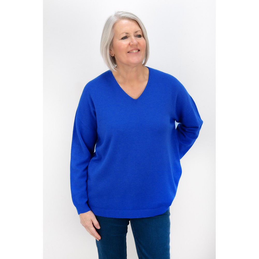 Amazing Woman Penny Blusa Blue Super Soft Knit V-Neck Jumper Blusa Blue