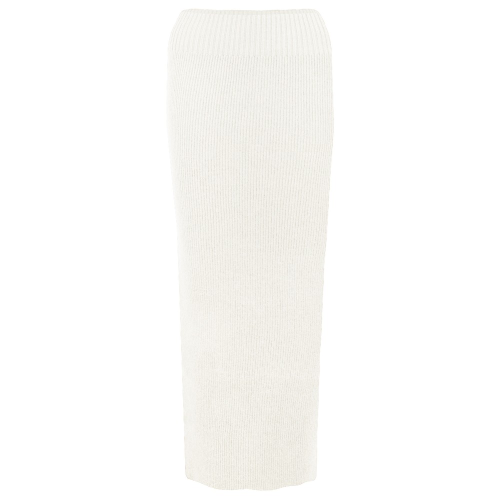 Amazing Woman Saira Ribbed Straight Maxi Skirt Cream