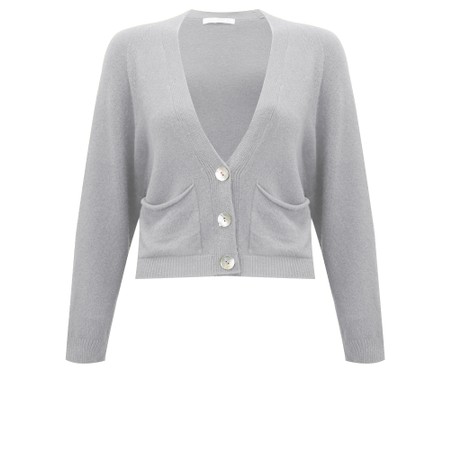 Amazing Woman Pookie Silver Cropped Supersoft Knit Cardigan - Metallic