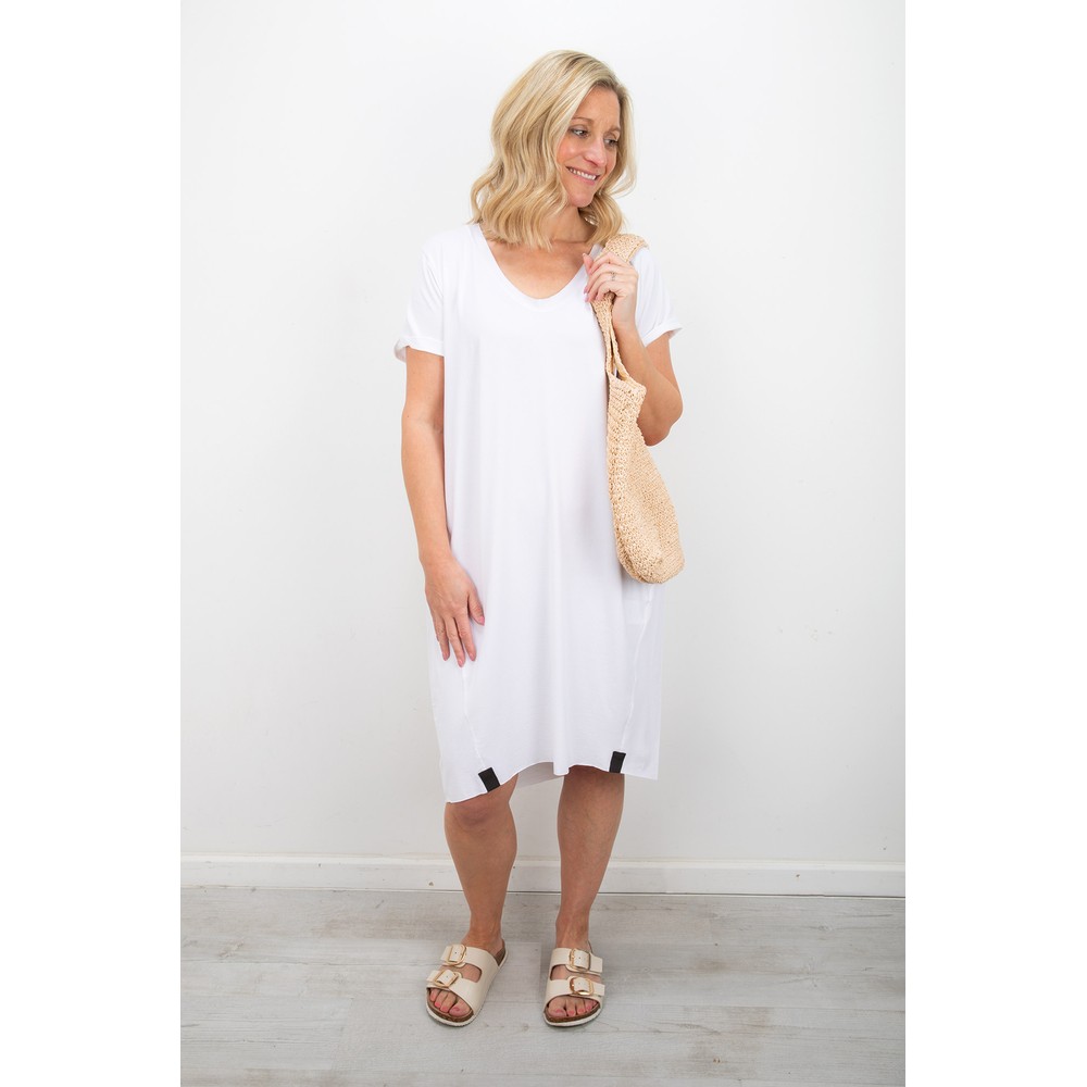 Henriette Steffensen V Neck Jersey Dress White 