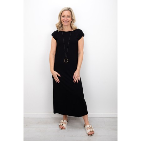 Henriette Steffensen Black Jersey Midi Dress with Necklace - Black