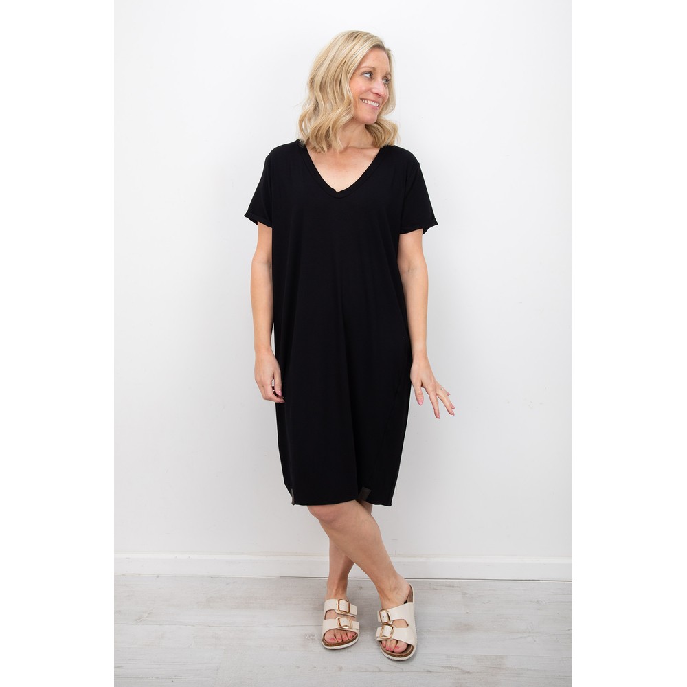 Henriette Steffensen Black V Neck Jersey Dress Black 
