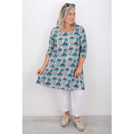 Yauvan Linen Tunic In Mumbai Turquoise - Turquoise