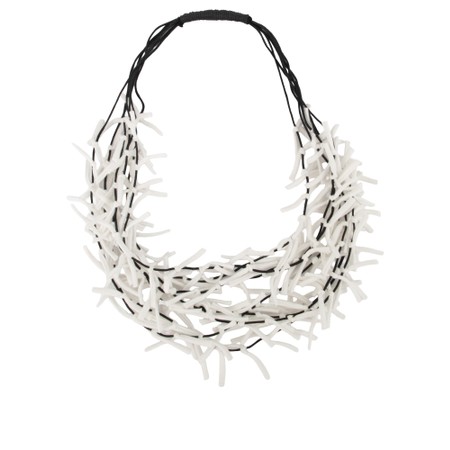 Suzie Blue White Knot Multi Strand Jersey Necklace - White