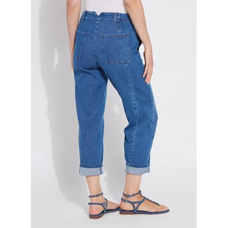 Lyssé Winslet Mid Wash Barrel Leg Crop Denim Jean - Blue