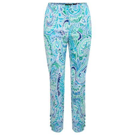 Robell Lena 09 Paisley Turquoise Print Trouser - Turquoise