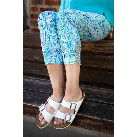 Robell Lena 09 Paisley Turquoise Print Trouser - Turquoise