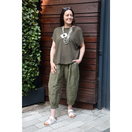 Mama B Bianco G Alga Crinkle Large Check Trouser - Green