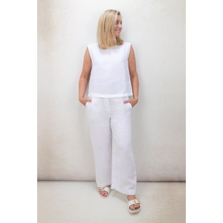 Masai Clothing MaParini White Linen Wide Leg Trouser - White