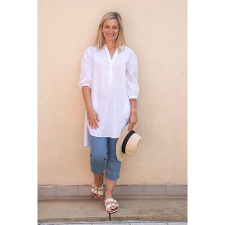 Masai Clothing MaGioliana Embroidery Anglaise Poplin Tunic - White