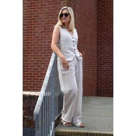 Amazing Woman Orla Natural Long Linen Trouser - Beige