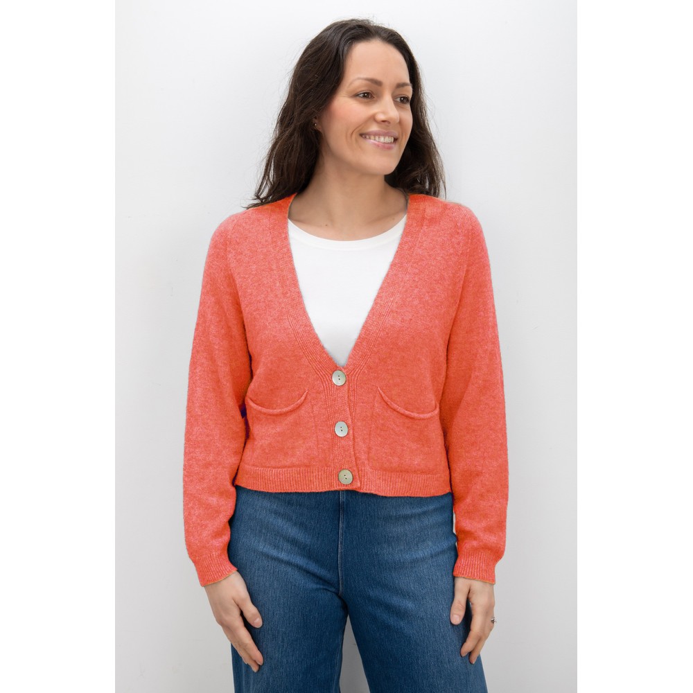 Amazing Woman Pookie Summer Orange Cropped Supersoft Knit Cardigan Summer Orange