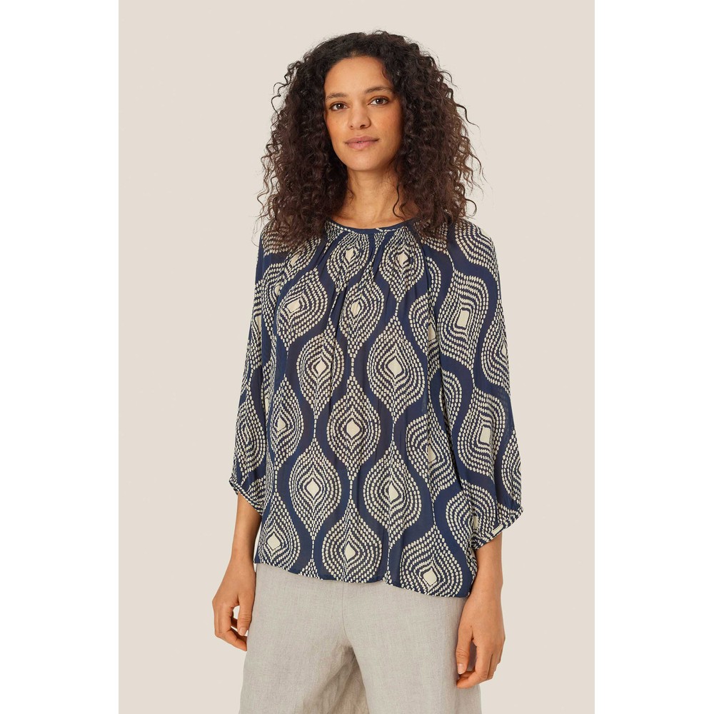 Masai Clothing MaDaffodil Mood Indigo Print Top Mood Indigo