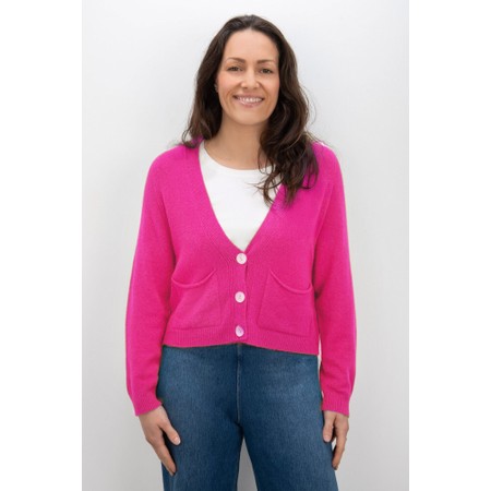 Amazing Woman Pookie Magenta Cropped Supersoft Knit Cardigan - Pink