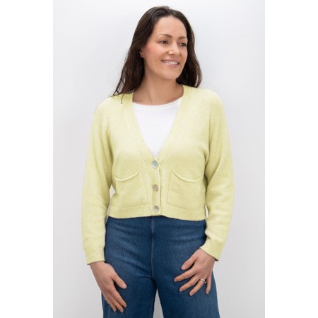 Amazing Woman Pookie Pale Lemon Cropped Supersoft Knit Cardigan - Yellow