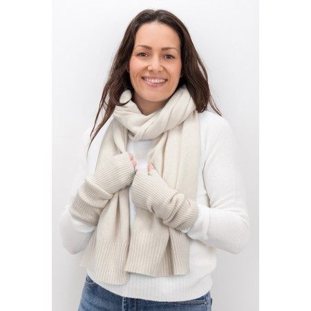 Amazing Woman Erica Fingerless Ribbed Gloves - Off-White