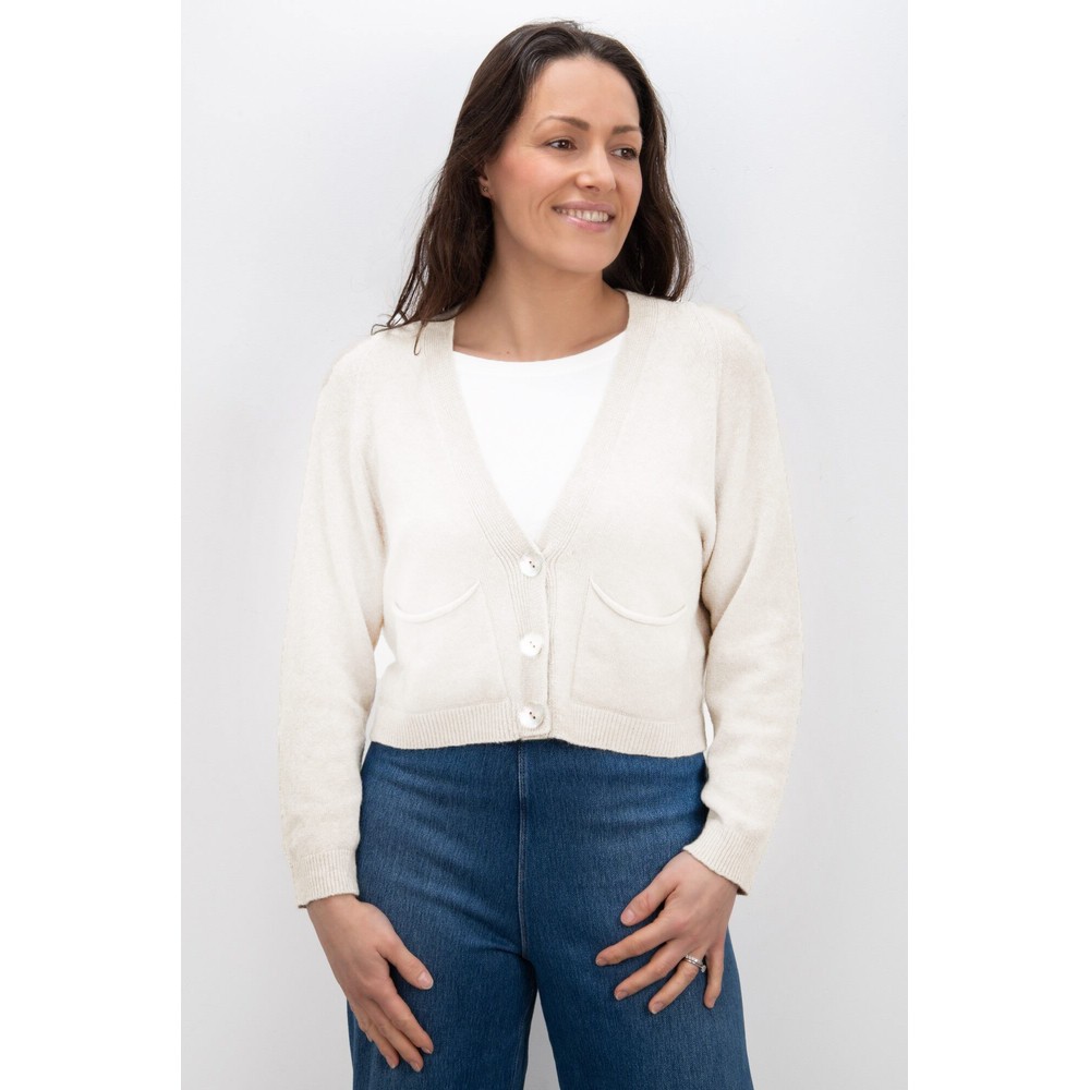 Amazing Woman Pookie Cream Cropped Supersoft Knit Cardigan Cream