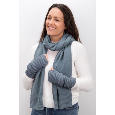 Amazing Woman Erica Fingerless Ribbed Gloves - Blue