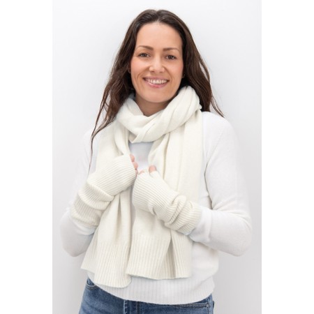 Amazing Woman Erica Fingerless Ribbed Gloves - Off-White