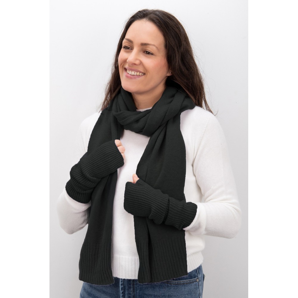 Amazing Woman Erica Fingerless Ribbed Gloves Charcoal