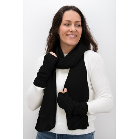 Amazing Woman Erica Fingerless Ribbed Gloves - Black