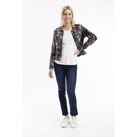 Orientique Abstract Floral Biker Jacket - Multicoloured