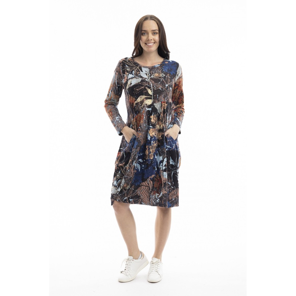 Orientique Abstract Floral Bubble Dress Abstract Floral