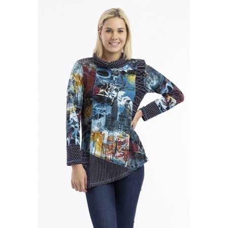 Orientique New York Patch Cowl Top - Black