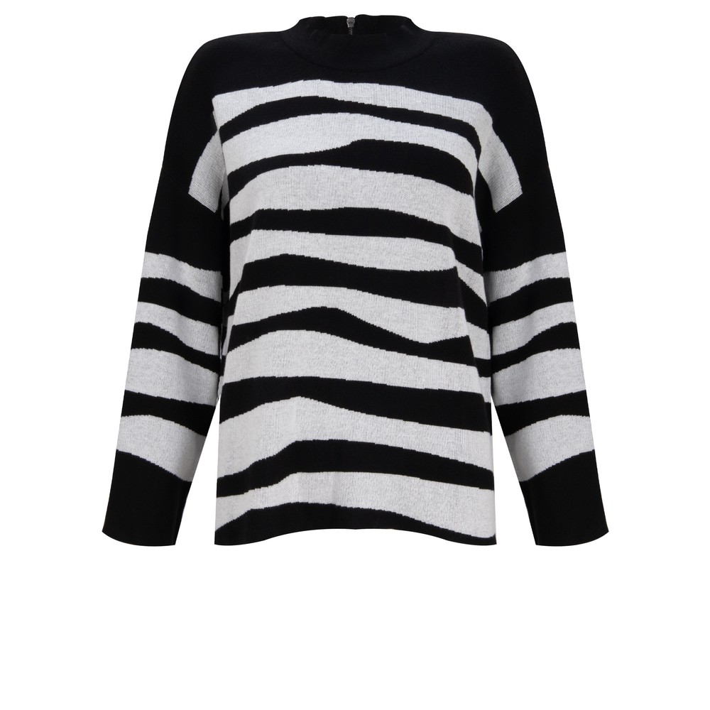Foil Zip Code Sweater In Mono Tiger Mono Tiger