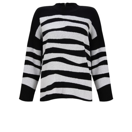 Foil Zip Code Sweater In Mono Tiger - Black